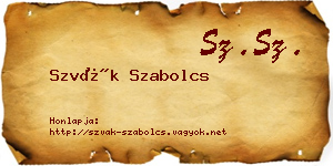 Szvák Szabolcs névjegykártya